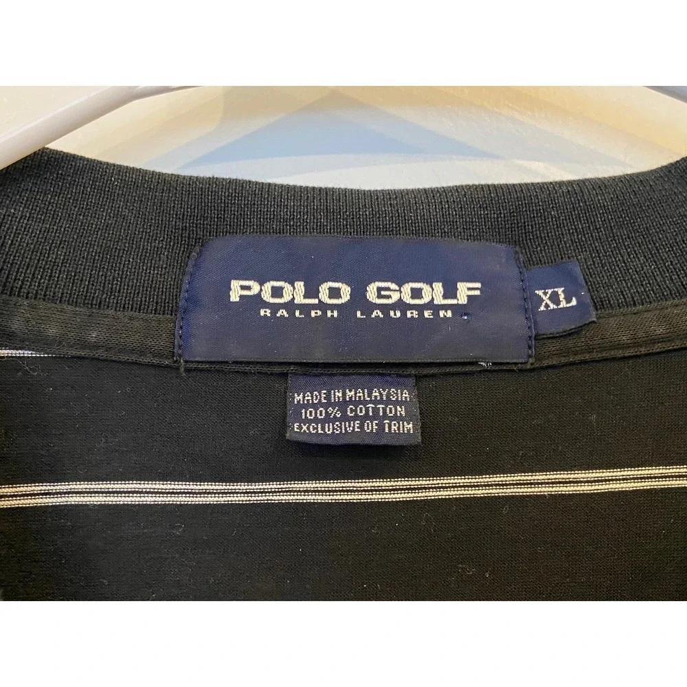 Polo Ralph Lauren Mens XL Black White Striped Golf Collar Shirt XL John's Island